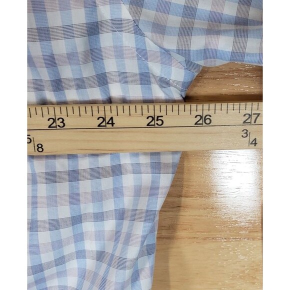Joseph Abboud Non-Iron Dress Shirt 17.5/34/35 Blue Plaid Egyptian Cotton XL - Picture 7 of 8